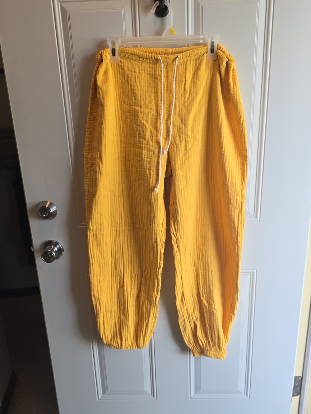 DONNI. Woman's Bright Yellow Drawstring Joggers